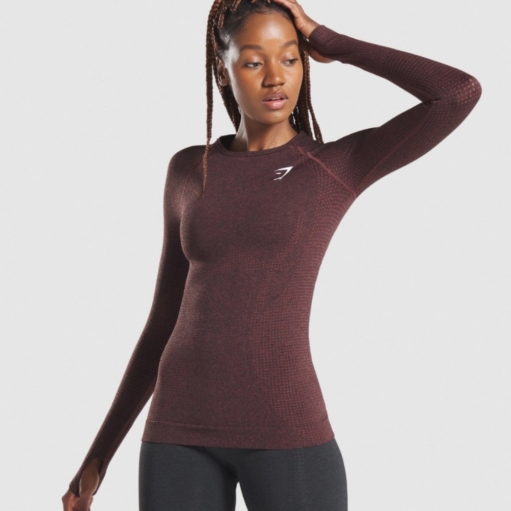 Gymshark Vital Seamless 2.0 Long Sleeve Brown Top